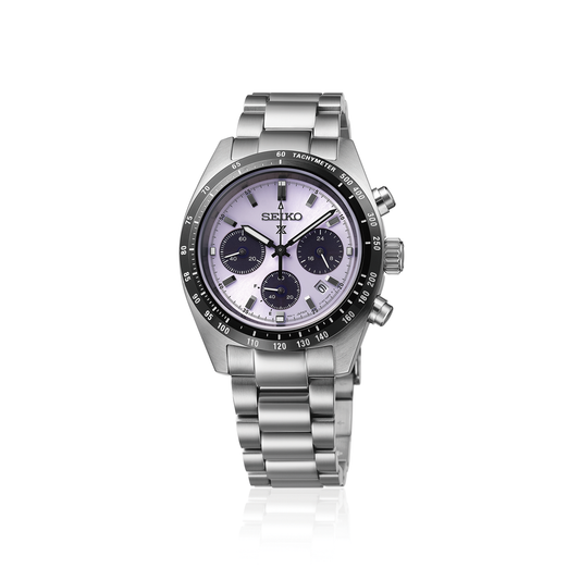 Seiko 39mm Purple PROSPEX Speedtimer Solar Chronograph Men's Watch in Stainless Steel