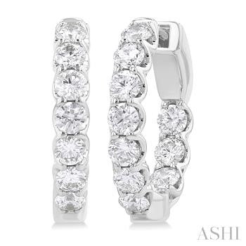 Maharaja Collection 2ctw Diamond In/Out Hoop Earrings in 14K White Gold (2ctw)