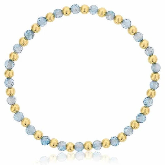 Maharaja Collection Blue Topaz and Gold Filled Beads Bracelet in Gold Filled