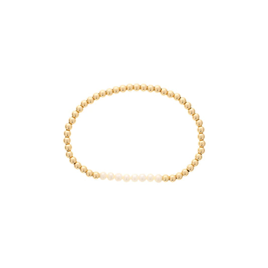 Maharaja Collection Pearl Bar Beaded Edge Bracelet in Gold Filled