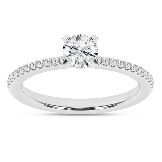 Maharaja Collection Lab Grown Diamond Prong Engagement Ring in 14K White Gold (0.62ctw)
