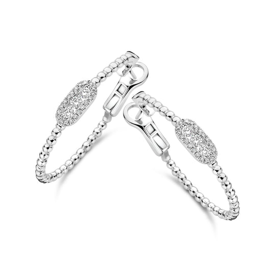 Maharaja Collection Hoop Earrings with Round Diamonds in 18K White Gold (0.55tdw)