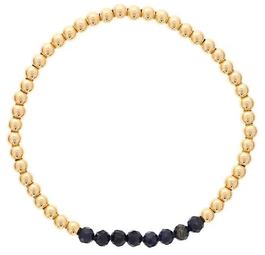 Maharaja Collection 4mm Faceted SAPPHIRE Bar Mini Bracelet in Gold Filled