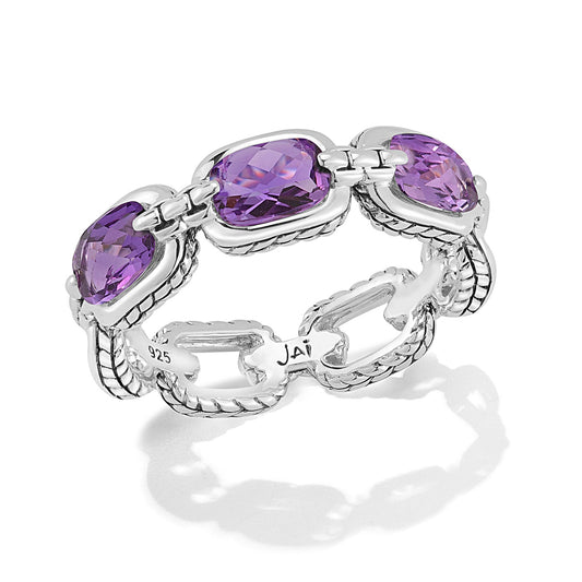 Maharaja Collection Cushion Amethyst Statement Ring in Sterling Silver (4.00)