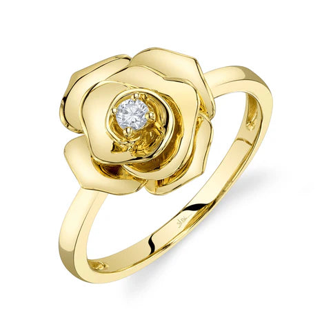 Maharaja Collection Diamond Flower Ring in 14K Yellow Gold (0.06ct)