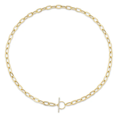 Maharaja Collection Diamond Paper Clip Link Necklace with 0.13ctw Diamonds in 14K Yellow Gold (0.13ctw)