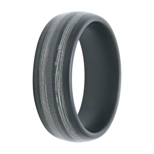 Maharaja Collection Black Ceramic Fishing Line 8mm Men's Wedding Band with Silver Inlays Matte Finish