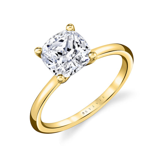 Maharaja Collection Cushion Cut Solitaire Engagement Ring in 14K Yellow Gold (2.00ct)