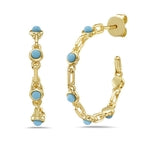 Maharaja Collection Turquoise Stud Earrings in 14K Yellow Gold (0.79ct)