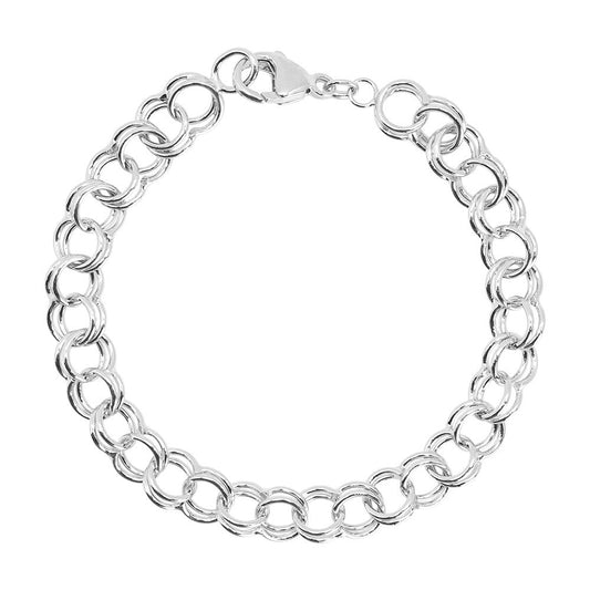 Rembrandt Sterling Silver Large Double Link Curb Classic Bracelet. 7"