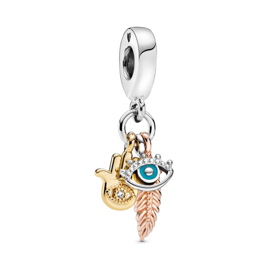Maharaja Collection Hamsa, All-seeing Eye & Feather Dangle Charm