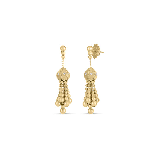 Maharaja Collection Diamond Princess Tassel Earrings in 18K Yellow Gold (0.15tcw)