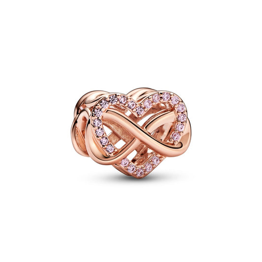 Maharaja Collection Family Infinity Pink Heart Charm