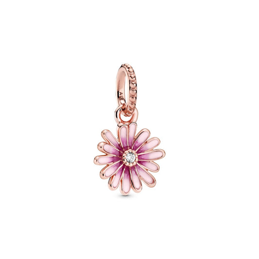 Maharaja Collection Pink Daisy Flower Dangle Charm