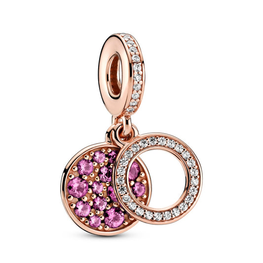 Maharaja Collection Sparkling Pink Disc Double Dangle Charm