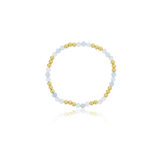 Maharaja Collection Aquamarine Bead Bracelet in Gold Filled