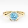 Maharaja Collection Round Blue Topaz and Diamond Birthstone Ring in 14K Yellow Gold (1.35ctw)