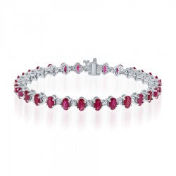 Maharaja Collection Ruby and Diamond Bracelet with 8.80ct Ruby and 1.57ctw Diamonds in 14K White Gold (1.57ctw)