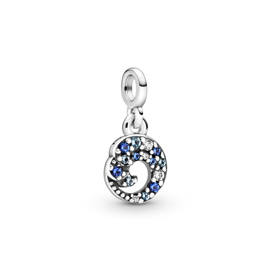 Maharaja Collection Mini Dangle Charm with Blue Ocean Wave Design