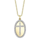 Maharaja Collection Diamond Cross Oval Necklace with 0.16ctw Diamonds in 14K Yellow Gold (0.16ctw)