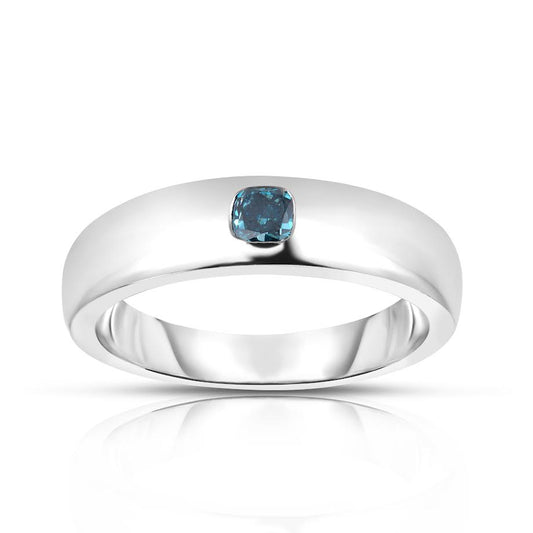 Maharaja Collection Fancy Color Blue Diamond Men's Ring in 14K White Gold (0.30ct)