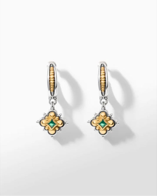 Maharaja Collection Green Spinel Dorian Dream Earrings in Sterling Silver & 18K Yellow Gold