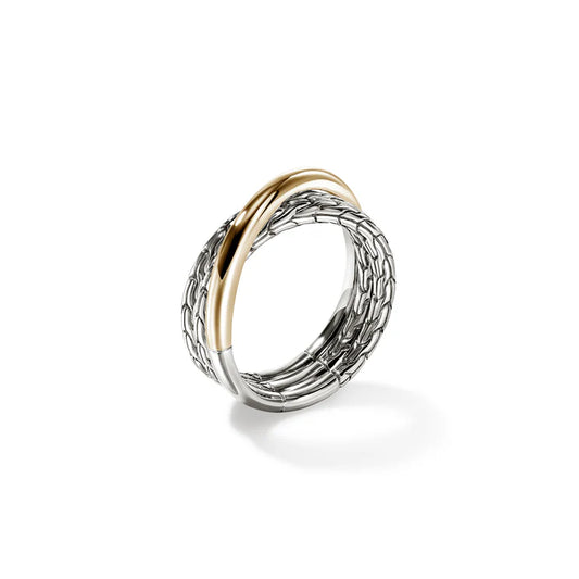 Essentials 14K Gold and Silver 7mm Crossover Ring, Size 7