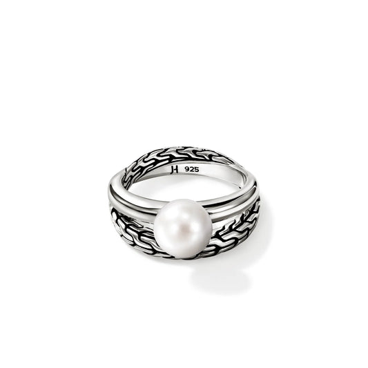 Essentials Cultured Fresh Water Pearl Ring in Silver (Size 7)