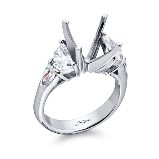 JB Star Half-Moon and Shield Diamond Semi-Mount Engagement Ring in Platinum (1.36ctw)