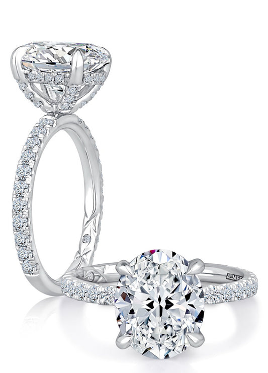 Maharaja Collection Oval Solitaire Semi-Mount Engagement Ring in 14K White Gold (2.70tcw)