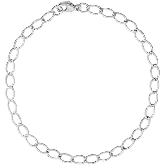 Maharaja Collection Petite Elongated Oval Link Classic Bracelet in Sterling Silver