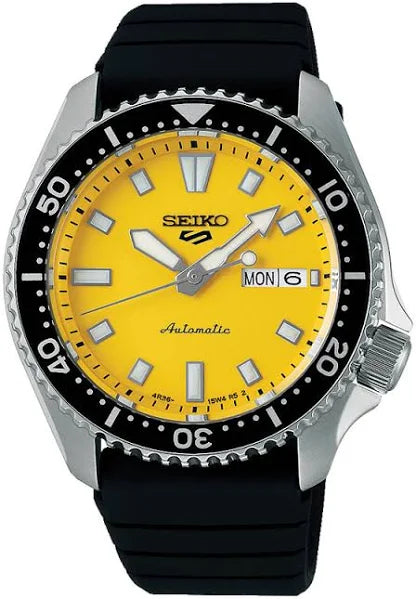 Maharaja Collection 42.50mm Yellow Seiko 5 Sports Automatic Men's Watch in Stainless Steel