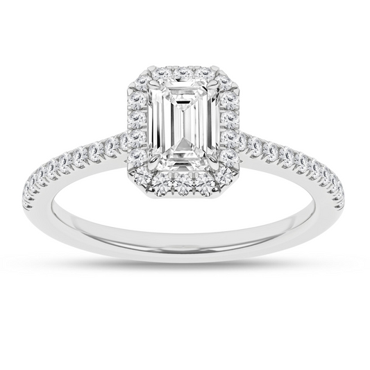 Maharaja Collection Round and Emerald Cut Diamond Ring in 14K White Gold (1tcw)