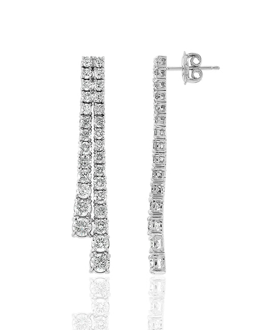 Maharaja Collection Round Diamond Earrings with 4.01ctw Diamonds in 14K White Gold
