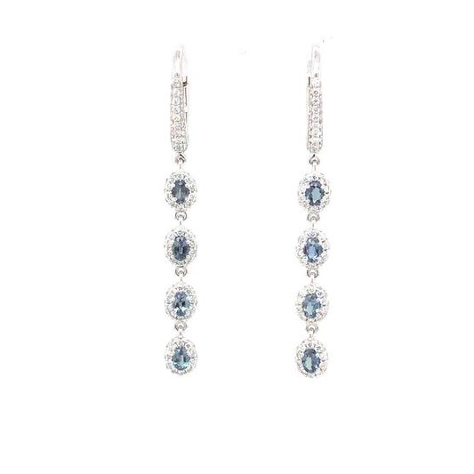 Maharaja Collection Round Alexandrite and Diamond Dangle Earrings in 18K White Gold (1.5ctw)