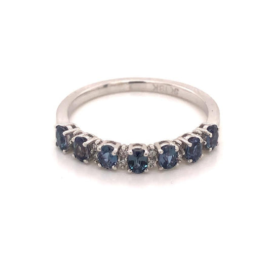 Maharaja Collection Round Alexandrite and Diamond Band in 18K White Gold (0.65ctw)