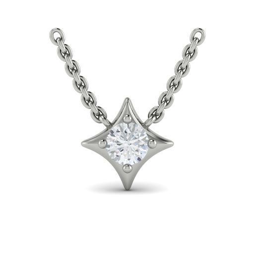 Maharaja Collection Single Diamond Star Pendant Necklace in 14K White Gold (0.26tdw)