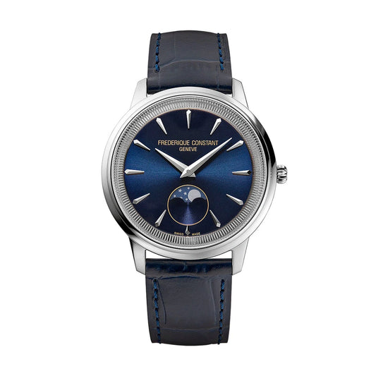 Maharaja Collection 37mm Blue Moneta Moon Phase Watch with Navy Leather Strap