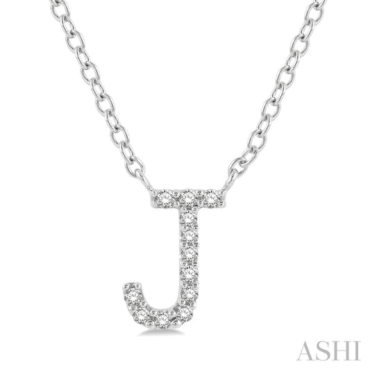 Maharaja Collection 'J' Initial Diamond Pendant in 14K White Gold (0.05tdw)