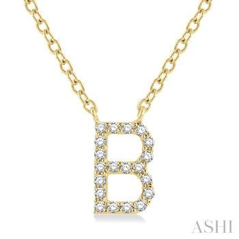 Maharaja Collection Round Diamond 'B' Initial Necklace in 14K Yellow Gold (0.06ct)