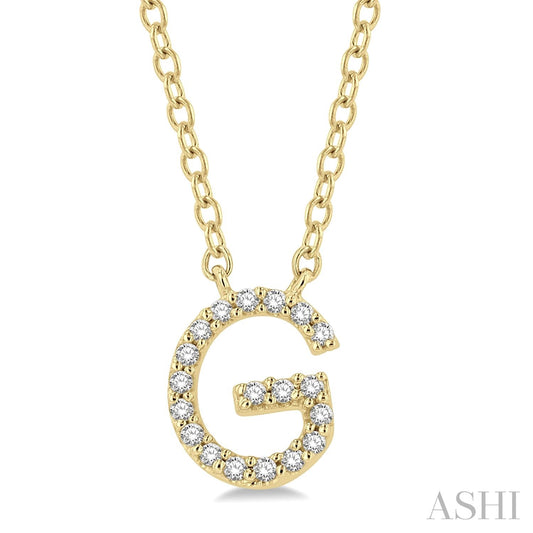 Maharaja Collection 'G' Initial Diamond Pendant in 14K White Gold (0.06ct)