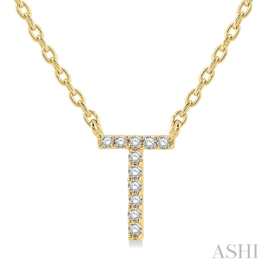Maharaja Collection 'T' Initial Diamond Pendant in 14K White Gold (0.05tdw)