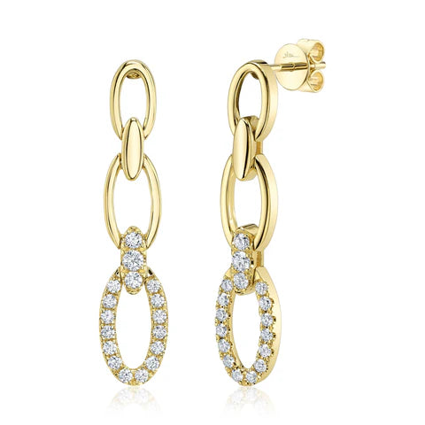 Maharaja Collection Diamond Link Earrings with 0.50ctw Diamonds in 14K Yellow Gold (0.5ctw)