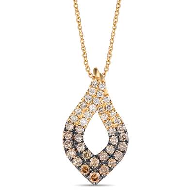 Maharaja Collection Chocolate Ombre Diamond Pendant Necklace in 14K Yellow Gold (1.01ctw)
