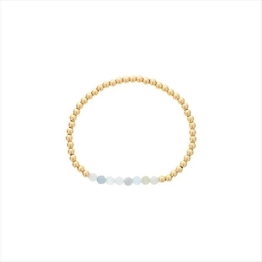 Maharaja Collection Faceted Aquamarine Bar Mini Bracelet in Gold Filled