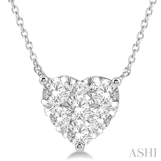 Maharaja Collection Heart Shape Lovebright Essential Diamond Necklace in 0.75ct Gold (0.75 tcw)