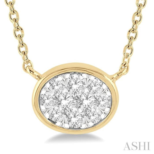 Maharaja Collection Oval Shape Lovebright Diamond Pendant Necklace in 14K Yellow and White Gold (0.15ct)