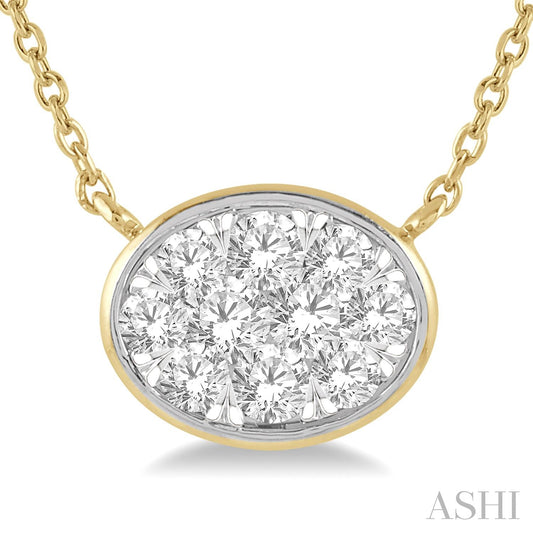 Maharaja Collection Oval Lovebright Diamond Essential Necklace (0.75tcw) in 14K Gold
