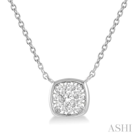 Maharaja Collection Cushion Shape Lovebright Essential Diamond Pendant in 14K White Gold (0.15ct)