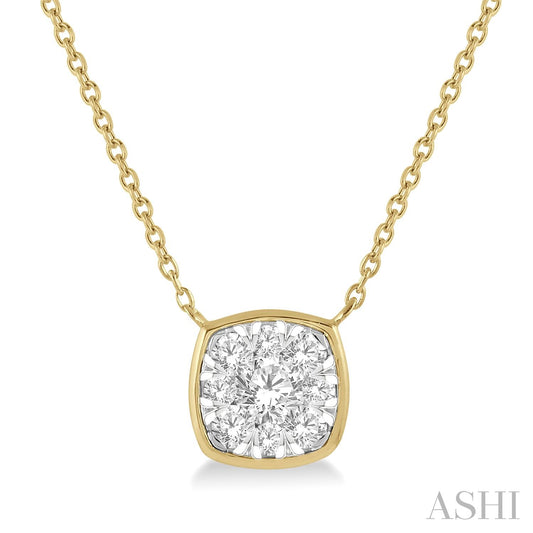 Maharaja Collection Cushion Lovebright Diamond Essential Necklace (0.50ct) in 14K White Gold